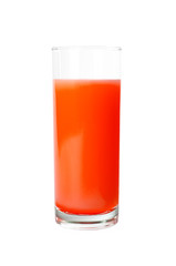 Tomato juice in glass isolated on white