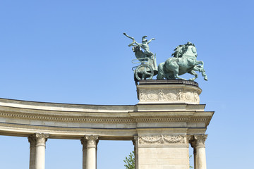 statues of the heroes square, budapest