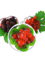 served berrys in transparent glass