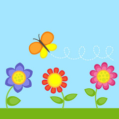Fototapeta premium Flowers and butterfly