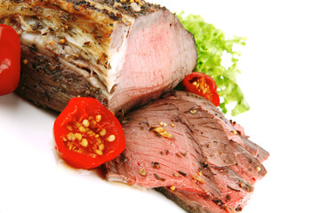 slice served with vegetables