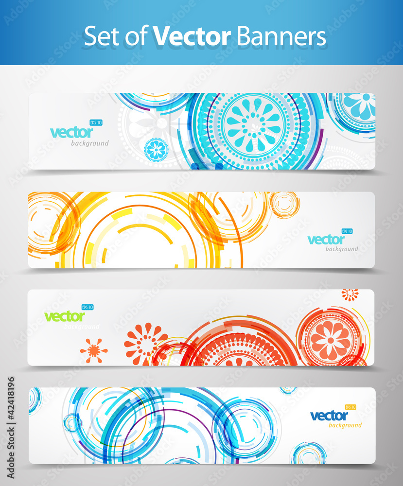 Wall mural set of abstract colorful web headers.
