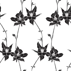 Photo sur Aluminium Fleurs noir et blanc Motif floral sans soudure