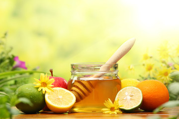 Plakaty  Honey and fresh fruits