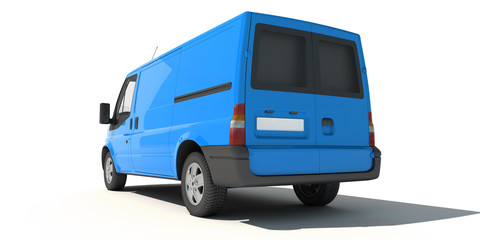 Rear view of blue van