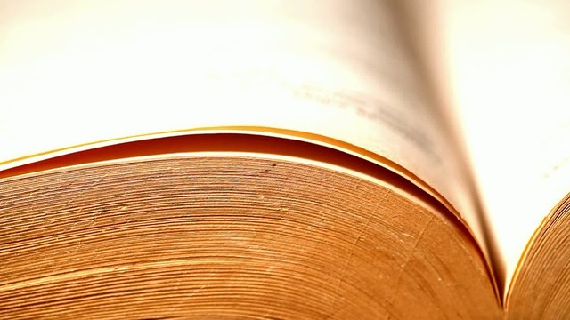 Close up of history old book in library