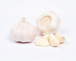 Garlic on white background