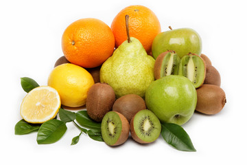 Fresh fruits isolated on a white background.