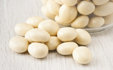 white chocolate balls with almond heart