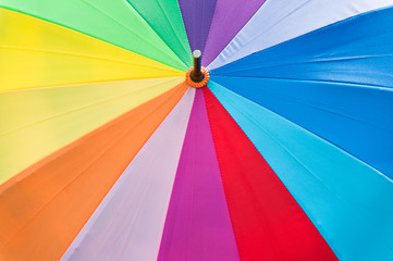 Colorful umbrella on grass