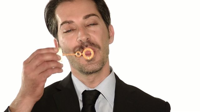 businessman and soap bubbles