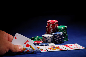 chips for poker with royal flush