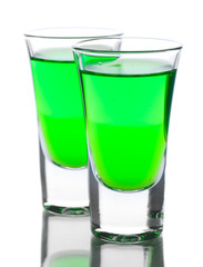 Two glasses of absinthe isolated on white