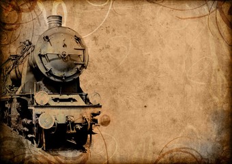retro vintage technology, old train, grunge background - 42430570