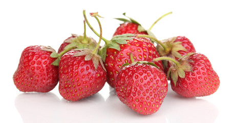 Sweet ripe strawberries isolated on white