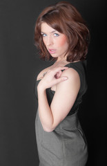 Naklejka premium girl on a black background