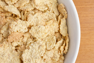 White bowl of breakfast flakes