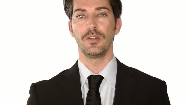 businessman looking at a weird watch