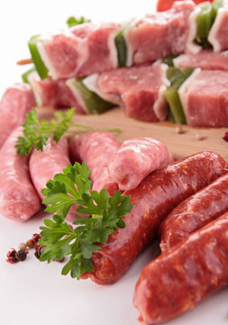 assortment of raw meats