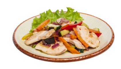 Grilled vegetables and chicken fillet