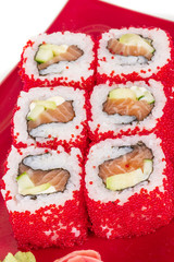 Tobiko Spicy Maki Sushi - Hot Roll with various type of Tobiko (