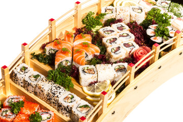 Set of sushi and rolls