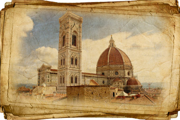 Obraz premium views of Florence in vintage style, like postcards