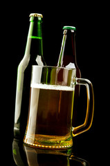 mug with beer and bottle