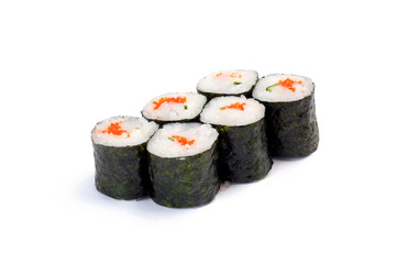 Hosomaki, Geisha poppies, scallop, tobiko caviar, mayonnaise