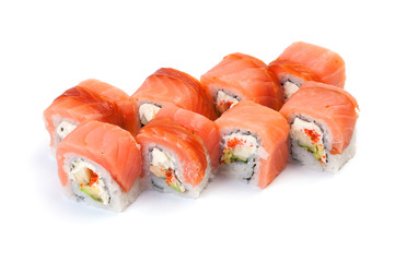 Uramaki. Philadelphia with smoked salmon.