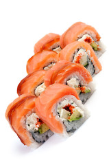 Uramaki. Philadelphia with smoked salmon.