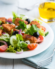Chicken salad on kitchen table