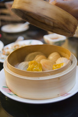 Dumplings being served