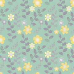 Yellow and blue pastel floral pattern