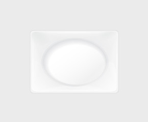 white rectangular plate with sharp edges and bottom of the oval