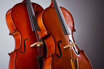 Music Cello in the dark room