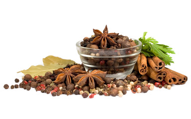 spices on a white background