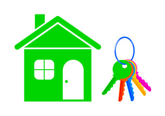 House and keys on white background
