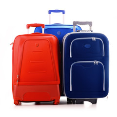 Luggage consisting of large suitcases isolated on white