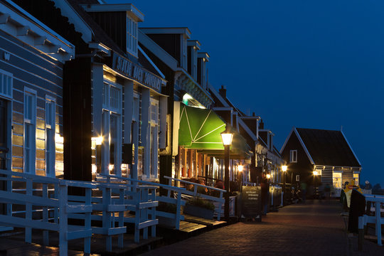 Evening view of the historic Dutch village Marken