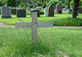 Wood Cross in cemetery