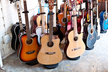 set of  guitars