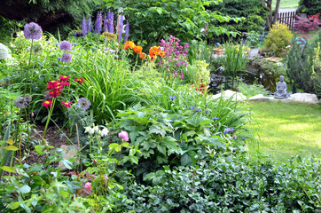 Garten Blumen Beet bunt