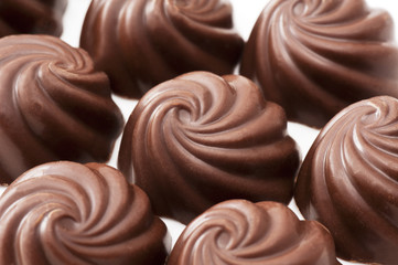 並べたチョコレートのクローズアップ
