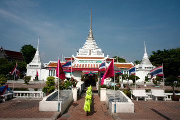 Fototapeta premium Ancient pagoda in temple at Middle of Thailand .
