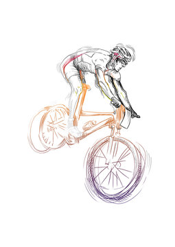mountain bike cyclist (this is original sketch - coloration)
