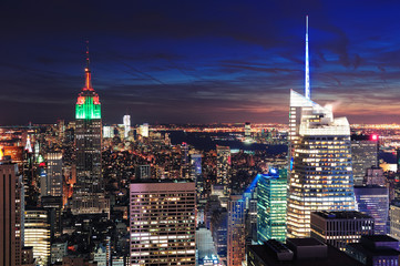 Naklejka premium New York City Manhattan skyline aerial view