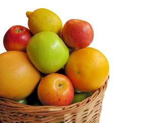 Basket with different fresh fruit