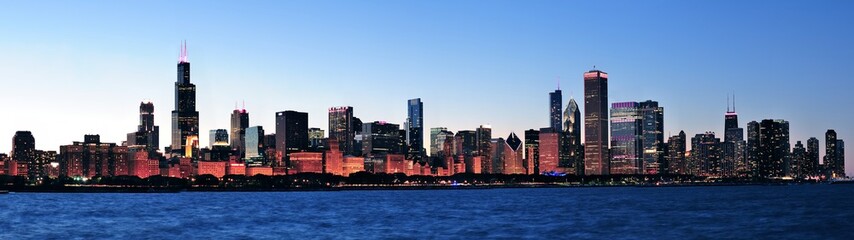 Obraz premium Chicago night panorama