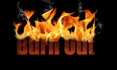 Word Burn Out in Fire Text